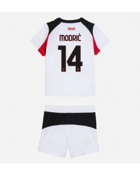 Billige Fotballdrakt AC Milan Luka Modric #14 Replika Bortedraktsett Barn 2025-26 Kortermet (med bukser)